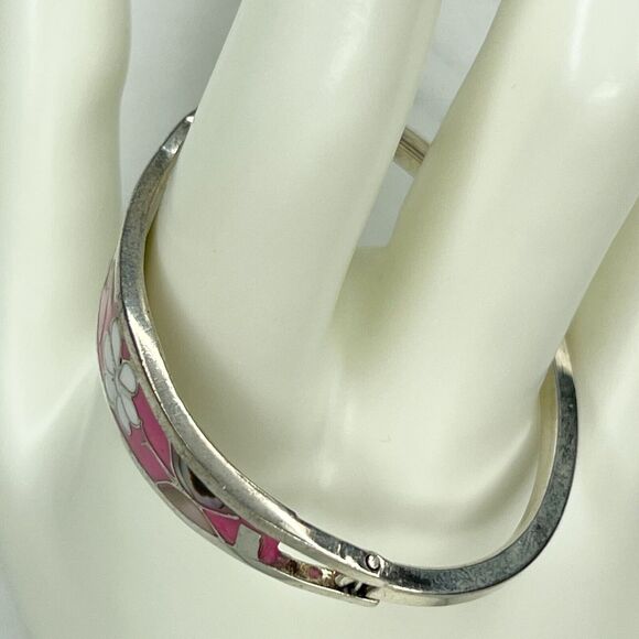 Vintage Taxco Mexico Silver Tone Abalone Shell Butterfly Child's Bangle ✨ - Picture 4 of 7